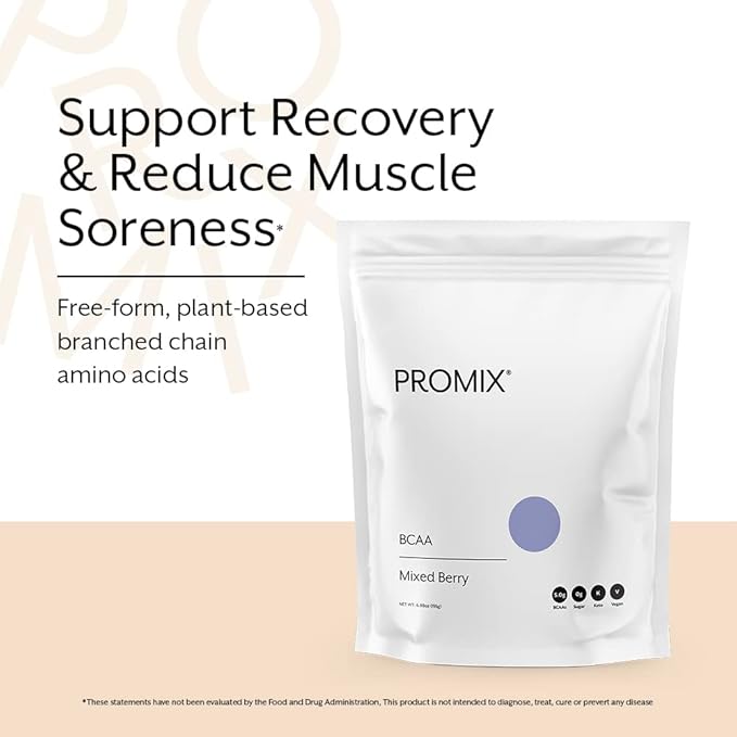 Promix BCAA Post-Workout Energy Powder - 5g Micronized BCAAs Sugar Free Plant Based Vegan Keto - Mixed Berry - 30 Servings (Pack of 1)