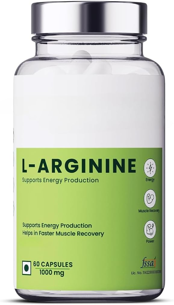 Organics L Arginine 1000 mg with Chromium Picolinate Good for Muscle Growth StaminaGood Recovery Immune Booster &amp Energy for All-60 Veg Capsules.