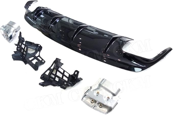 PP Rear Lip Diffuser with Exhaust Tips Compatible for Mercedes-Benz CLA Class W117 CLA260 CLA45 2013-2018 Bumper Skid Plate (Color : 2016-2018 Black)