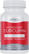 Omax3 HydroCurc Turmeric Curcumin Softgels – Highly Bioavailable Nanoparticle Potency &amp Absorption 150mg HydroCurc 60 Softgels