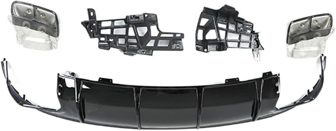 PP Rear Lip Diffuser with Exhaust Tips Compatible for Mercedes Benz CLA Class W117 CLA260 CLA45 2013-2018 Bumper Skid Plate (Color : 2016-2018 Black)