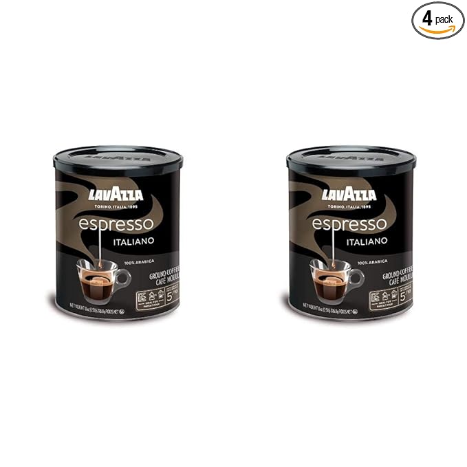 Lavazza Espresso Italiano Ground Coffee Blend Medium Roast (2 Packs of 6 + 4 Cans)