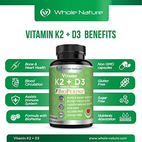 K2+D3 with Bioperine Plus Calcium Omega 3 Fish Oil are Most Effective Together to Support Heart &amp Bone Health Joints and Brain