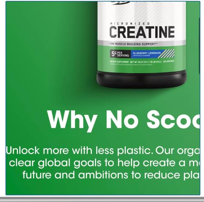 Optimum Micronized Creatine Monohydrate Powder Blueberry Lemonade Creatine 135 Servings5 Grams Per Serving Muscle Support (810 Grams) 28.57 OZ