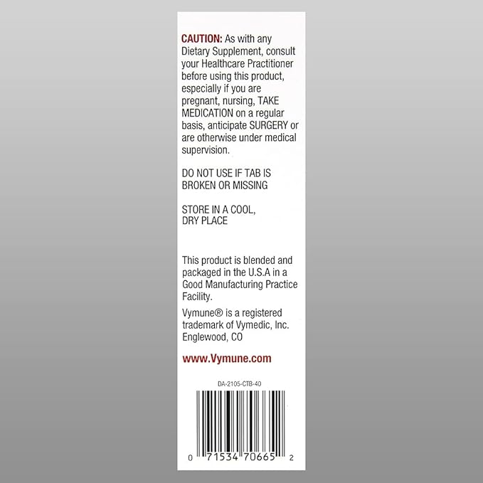 Vymune Amino-Acid Advanced Immune Support Supplement with Powerful Amino Acids Taurine Lysine and Threonine Meltaway Tablets Berry Flavored – for Adults (800mg Vitamin C 40ct.)