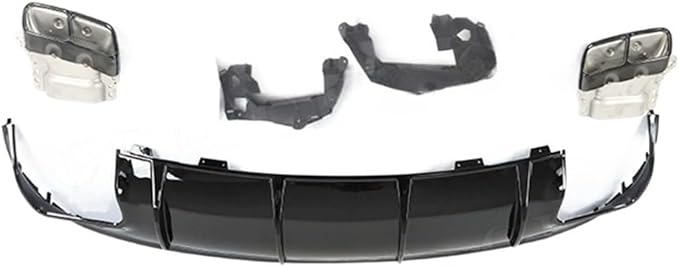 PP Rear Lip Diffuser with Exhaust Tips Compatible for Mercedes Benz CLA Class W117 CLA260 CLA45 2013-2018 Bumper Skid Plate (Color : 2013-2015 Black)