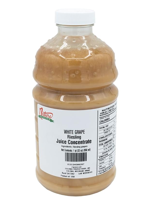 Nature Blessed 100% Pure Riesling White Grape Concentrate - 1 Quart (1/32 fl oz bottle) Applications: Home Wine Making Beer Brewing Distilling Smoothies Jelly Production