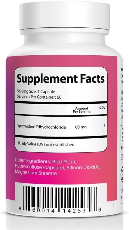 Spermidine Supplements | Supports Healthy Aging &amp Vitality | Promotes Cellular Renewal &amp Function for Longevity &amp Energy Support | 60 Capsules