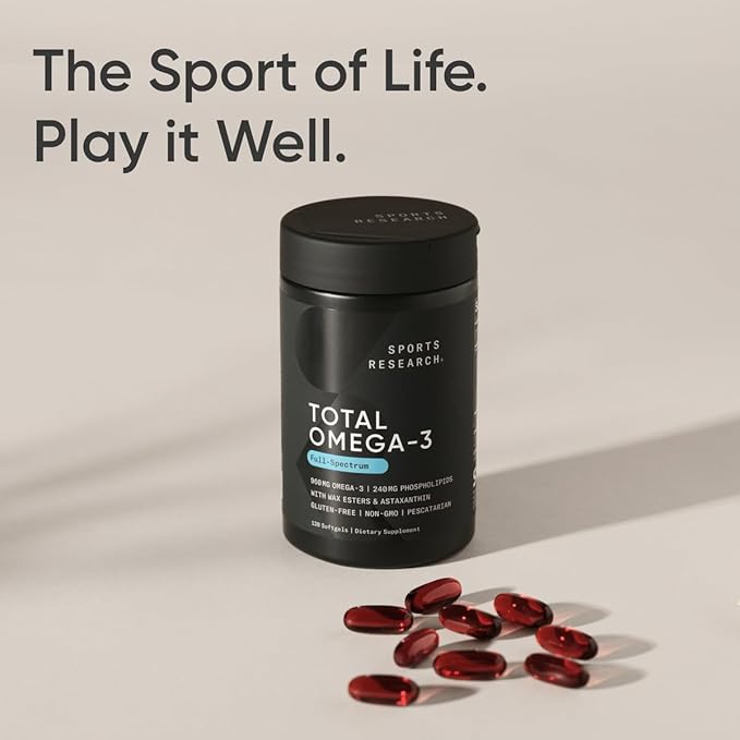 Sports Research® Total Omega-3 Fish Oil 2200mg - Made from Antarctic Krill w/Astaxanthin Wild Sockeye Salmon &amp Alaska Pollock - 960mg of EPA &amp DHA - 120 Softgels