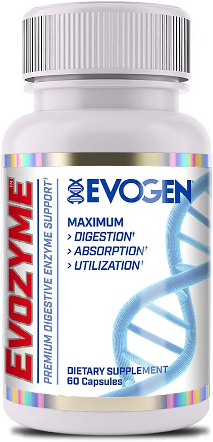Evogen Evozyme - Premium Digestive Enzymes for Women &amp Men | Enzymes for Digestion with Absorption &amp Nutrient Utilization Support | 60 Capsules