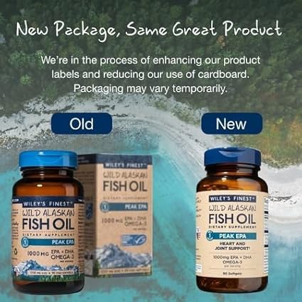 Wiley's Finest Wild Alaskan Fish Oil Peak EPA - Triple Strength Peak EPA &amp DHA Supplement - 1000mg Fish Oil - Omega-3s for Joint Health Support - 90 Softgels (90 Servings)