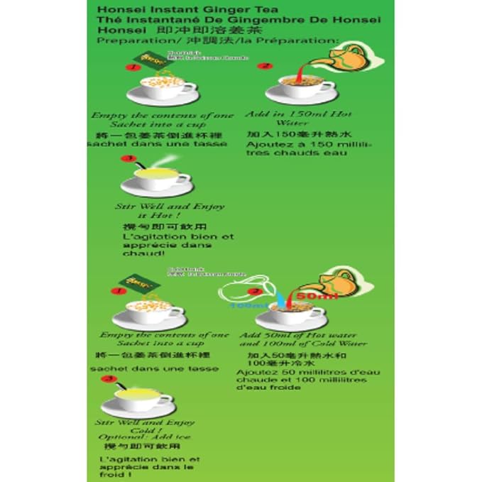 Honsei Ginger Honey Mint and Lemon Tea Set 20 Sachets Each Flavor