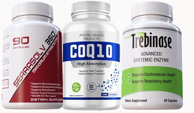 PIvotal Health Products - Advanced Scar Tissue Package: Dissolve Scar Tissue Quickly. This Package Contains a 1 Month Supply of Trebinase and Co Q10.