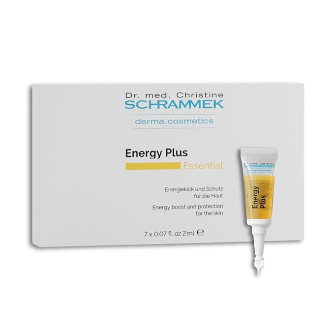 Energy Plus Ampoules (7 x 0.07 fl oz) – Energizing and Protective Skincare – Q10 and Vitamins E C B5 – Shields Against Blue Light – Revitalizes Tired Skin – Dr. Schrammek