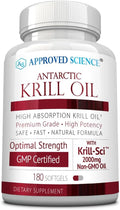 Approved Science Krill Oil - 2000mg Antarctic Krill Oil 650mcg Astaxanthin - 260mg EPA 160mg DHA - 180 Softgels
