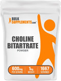 BulkSupplements.com Choline Bitartrate Powder - Choline Supplements - Unflavored &amp Gluten Free 600mg per Serving 1kg (2.2 lbs) (Pack of 1)
