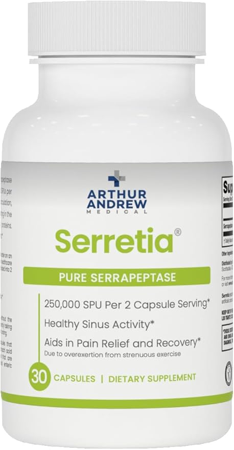 Arthur Andrew Medical Serretia Serrapeptase Formula for Muscle and Sinus Support 30 Capsules