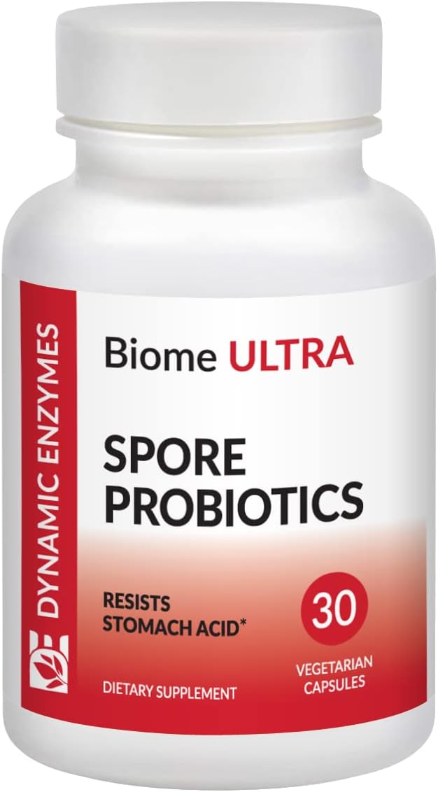 Biome Ultra Spore Probiotic + Prebiotic FOS (ProbioSEB CSC3) – 5 Billion CFU Per Capsule – Bacillus Coagulans Subtilis &amp Clausii – Shelf-Stable Daily Probiotic for Gut &amp Microbiome Support –