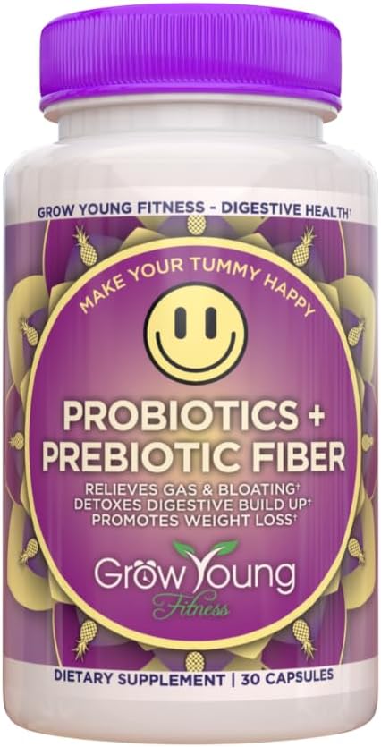Grow Young Fitness Daily Probiotic + Prebiotic Fiber Supplement Supports Digestive Health (1 Pack 30 Servings)