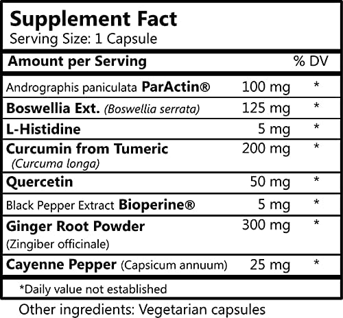 Daily Manufacturing Easy-Flex 2™ (Andrographis Paniculata Boswellia Extract L-Histidine Curcumin (Turmeric) Quercetin Black Pepper Extract Ginger Root Powder &amp Cayenne Pepper)