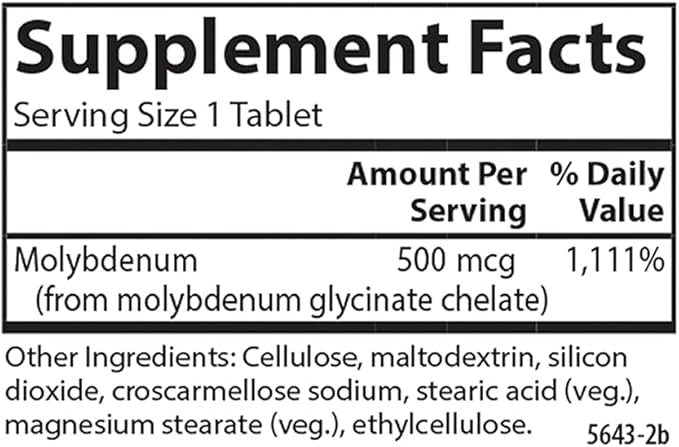 Carlson - Moly-B Chelated Molybdenum Supplements Metabolism Support &amp Enzyme Activation Molybdenum Glycinate Chelate 300 Vegetarian Tablets