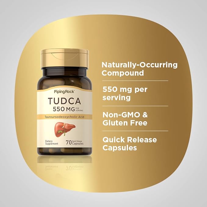 Piping Rock Tudca Supplement | 550mg | 70 Capsules | Tauroursodeoxycholic Acid | Non-GMO Gluten Free