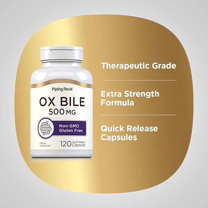 Piping Rock Ox Bile Supplement 500mg | 120 Capsules | Digestive Enzyme | Non-GMO Gluten Free