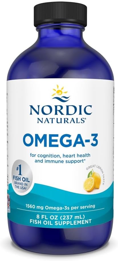 Nordic Naturals Omega-3 Lemon Flavor - 8 oz - 1560 mg Omega-3 - Fish Oil - EPA &amp DHA - Immune Support Brain &amp Heart Health Optimal Wellness - Non-GMO - 48 Servings
