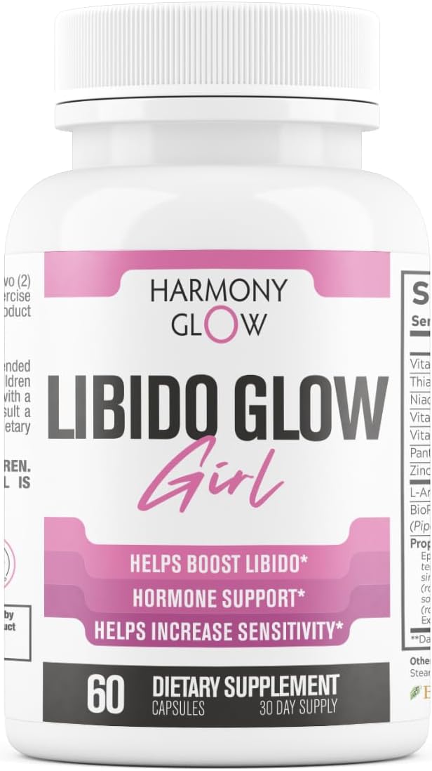 Libido Glow Girl | 14 in 1 Powerful Libido Booster for Women &amp Aphrodisiac | Helps Improve Women's Drive Passion Sensitivity | Maca Tribulus Ashwagandha | 3rd Party Tested Supplement - 60 Pill