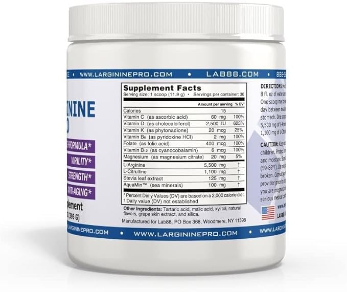 L-ARGININE PRO 2-Pack Orange and Grape | Blood Flow | Pre-Workout Drink | Great Tasting with Vitamins C B6 B12 K &amp More