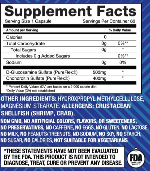 Basic Brands - Move Pureflex Glucosamine Chondroitin - Joint Support Supplement for Flexibility &amp Mobility - 60 Capsules - 2-Pack