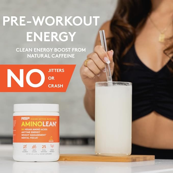 RSP Vegan AminoLean – All-in-One Natural Pre Workout Amino Energy Weight Management with BCAAs Complete Vegan Preworkout Powder Pineapple Coconut