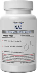 Superior Labs NAC (N-Acetyl Cysteine) 1200mg 150 Vegetable Capsules Dietary Supplement with Selenium Free Radical Protection Normal Immune System Function Maintains Cellular Health