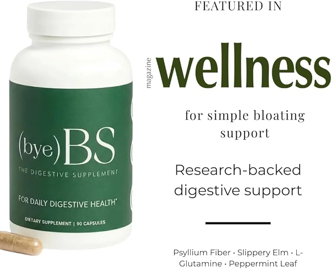 Bloating Relief Capsules – No Mixing Fiber for Daily Digestive Support – Psyllium Fiber Peppermint Slippery Elm &amp L-Glutamine – Daily Gut Health Supplement for Regularity &amp Comfort