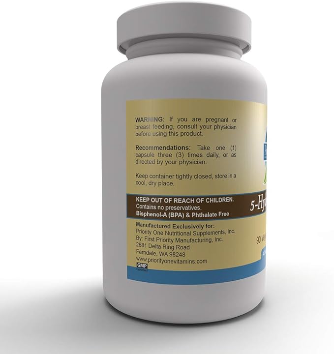 Priority One Vitamins 5 Hydroxy GABA (Gamma Aminobutyric Acid) (5HTP)* 90 Vegetarian Capsules