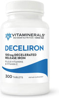 Vitaminerals Deceliron | 100mg Iron | B Vitamins | Vitamin C | Gentle Red Blood Cell Supplement | Non-GMO | Vegan Gluten &amp Dairy Free | 300 Tablets