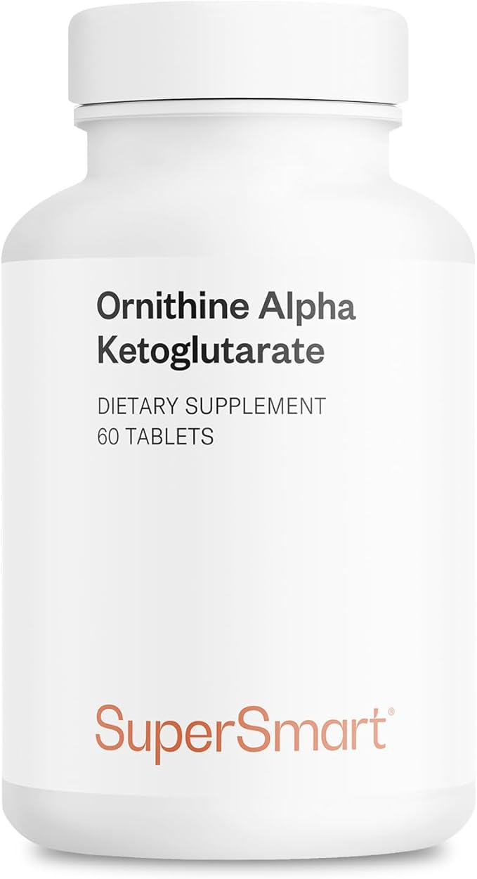 Supersmart - Ornithine Alpha Ketoglutarate OKG 10g per Day (Highly Bioavailable) - Easy-to-Take &amp Potent L-Ornithine Supplement - Amino Acid | Non-GMO &amp Gluten Free - 60 Tablets