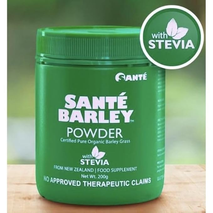 Sante Barley Pure Powder Canister - 200 Grams - Pack of 1 - Gluten Free - Natural Formula - Herbal Food Supplement Organic Greens Powder - from New Zealand - Certified Pure Organic
