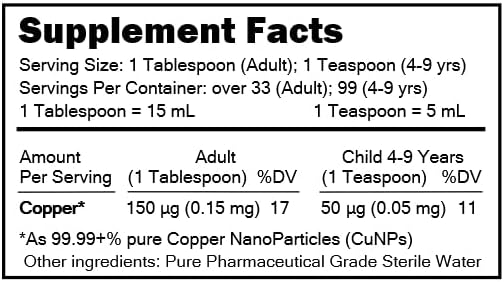 MediCOPPER Blood Booster True Colloidal Copper CuNP Nutrient - 500 mL in Clear Glass Bottle