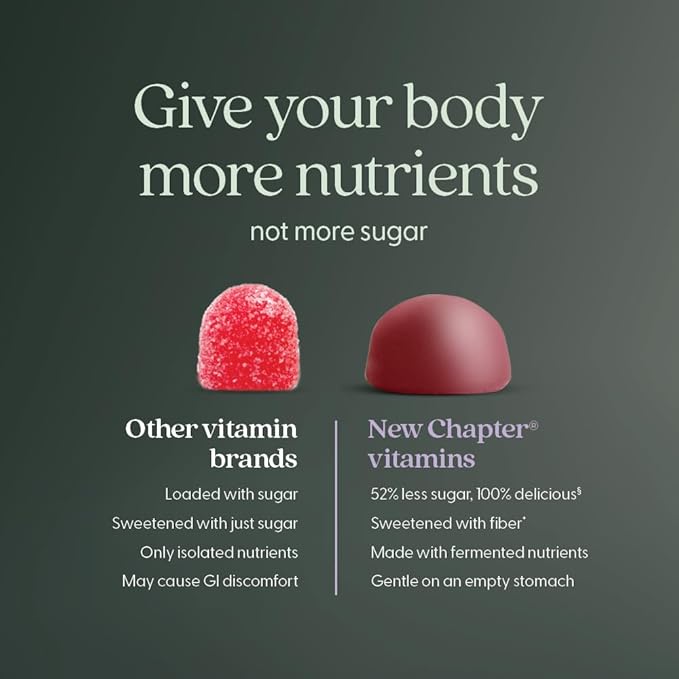 New Chapter Women’s 50+ Multivitamin Gummies – 52% Less Sugar Women’s Healthy Aging Gummy Vitamins with Vitamin C B Vitamins &amp Zinc Non-GMO Gluten Free Berry Citrus Flavored 90 ct
