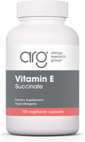 ARG Vitamin E Succinate - 400 IU d-Alpha-Tocopheryl Succinate - Antioxidant &amp Energy Support - Dry Powder Vegetarian Capsules - Hypoallergenic Formula - 100 Servings - 100 Capsules