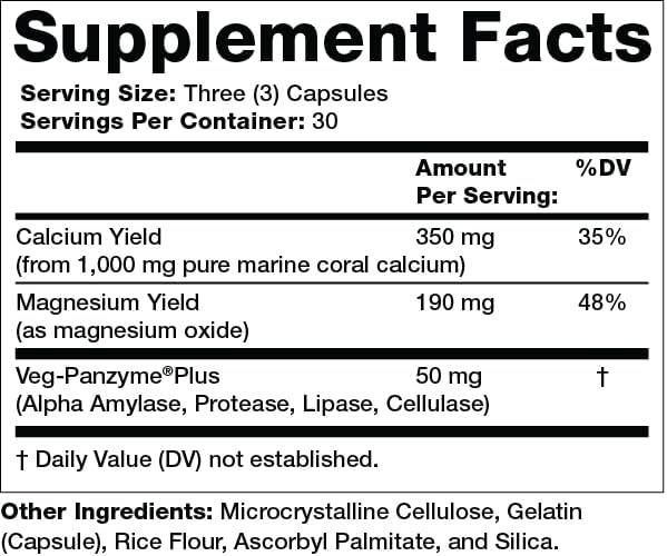 Olympian Labs Coral Calcium 1000mg Concentrate Capsules Supporting Healthy Bones and pH Balance - 90 Capsules