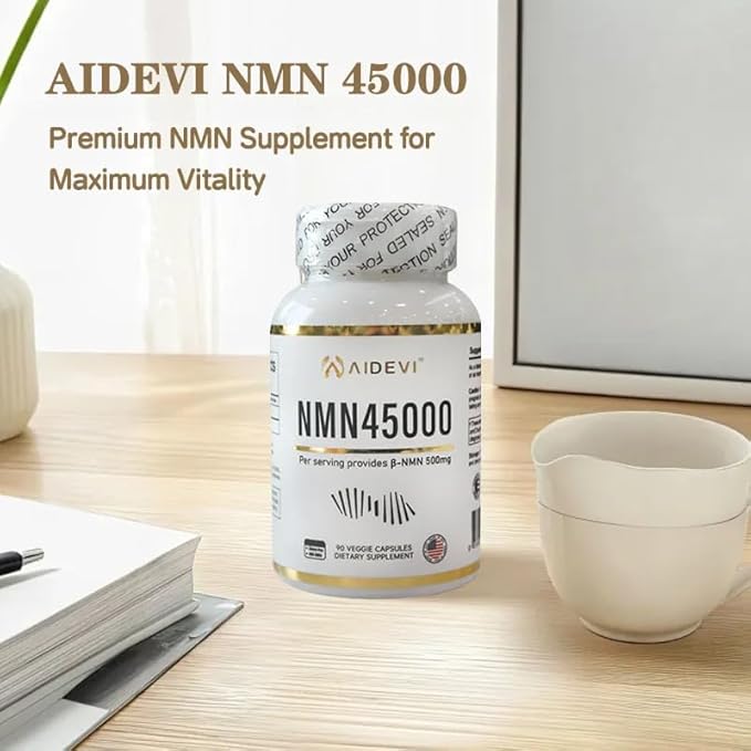 NMN 45000 (90 Caps) - 100% Pure β-Nicotinamide Mononucleotide | Single-Ingredient Formula (No Additives) | Made in USA NAD Plus Booster | 500mg Per Capsule for DNA Repair &amp Cognitive Support