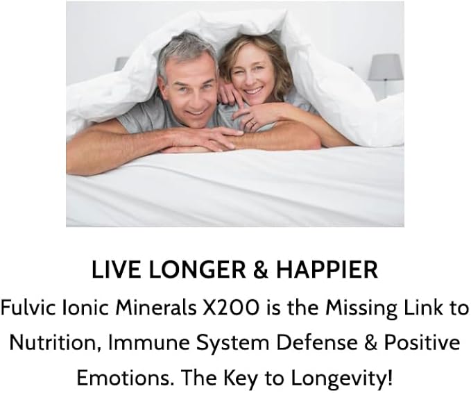 Optimally Organic Water Extracted Fulvic Ionic Minerals X200 - Patented BioActive Fulvic Acid Humic Acid Trace Minerals Electrolytes &amp Essential Amino Acids - 5+ Month Supply