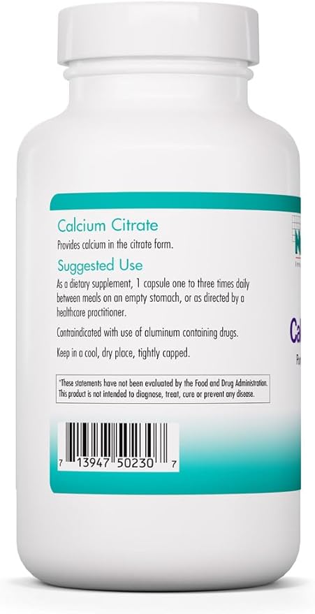 Nutricology Calcium Citrate - Pure Calcium Bone Strength Well-Absorbed Without Vitamin D Calcium Only 150mg Supplement Vegetarian Capsules - 180 Count