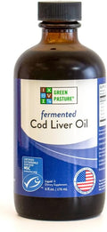 Green Pasture Fermented Cod Liver Oil Liquid - Wild Alaska Cod Vitamins A &amp D Omega-3 Unflavored 6 fl oz