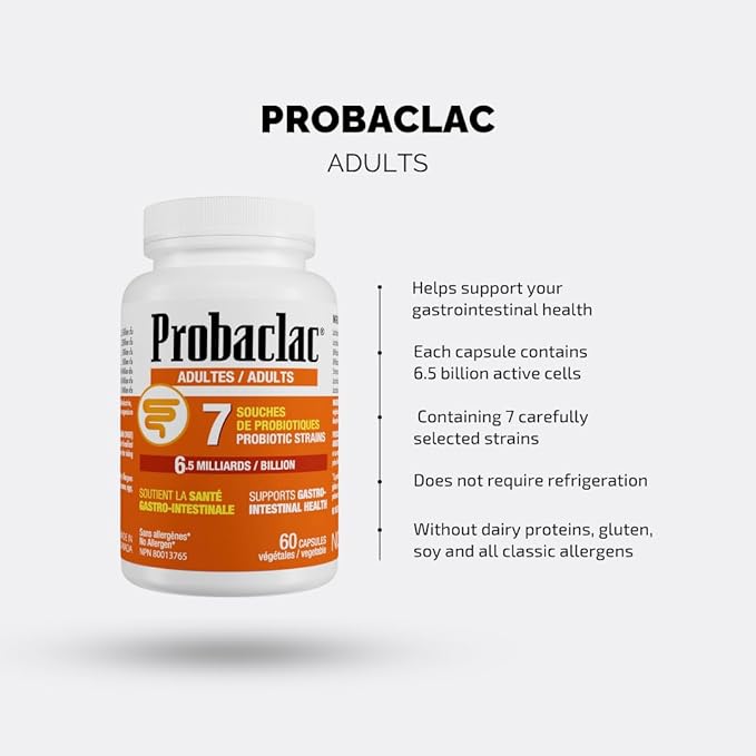 Probaclac Probiotics for Adults – Daily Gut Health &amp Immune Support Relieves Bloating &amp Supports Digestive Balance – 60 Shelf-Stable Capsules Dairy &amp Gluten Free(60)