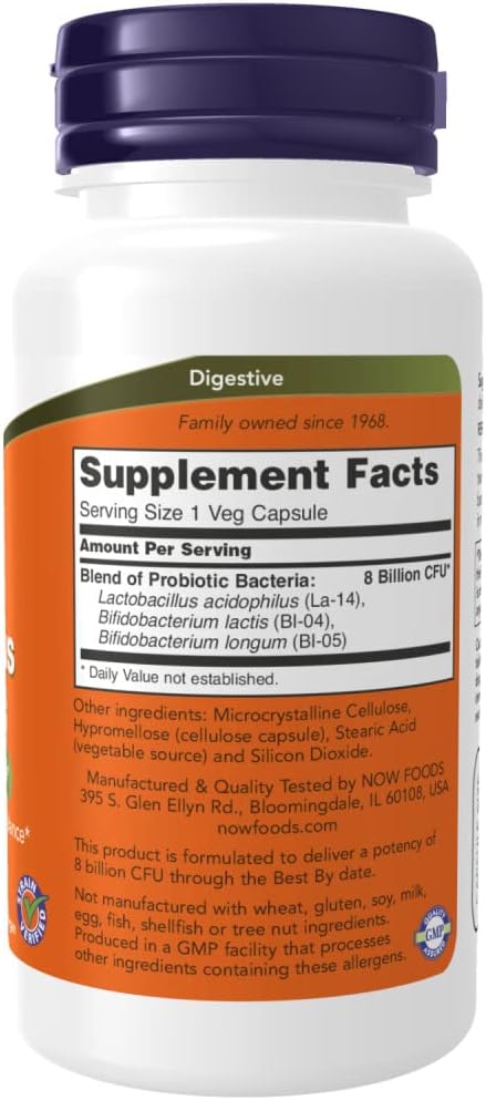 NOW Foods: 8 Billion Acidophilus &amp Bifidus 120 Veg caps (2 Pack)
