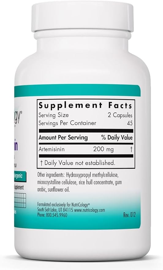 Nutricology Artemisinin Supplement - GI Tract Support Pure Qinghaosu from Artemisia annua Thujone-Free Vegetarian Capsules - 90 Count