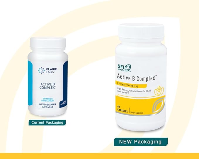 Klaire Labs SFI Health Active B Complex - Methylated Vitamin B Complex with Methyl Folate B12 B6 and More - Support Healthy Energy Brain Liver &amp Nerve Function (60 Capsules)